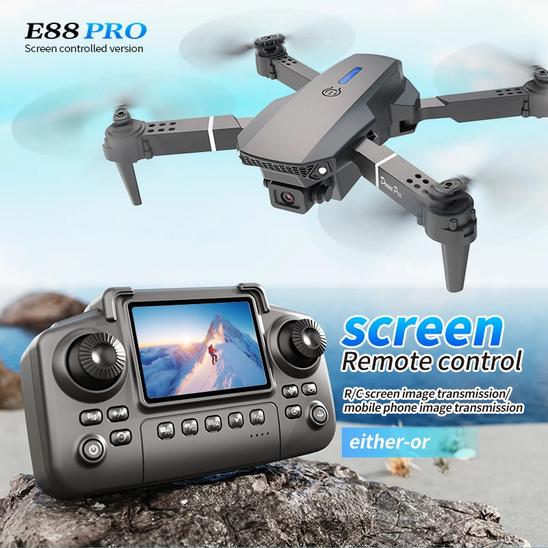 Drone Ae Rc - Drone Professionale E88 PRO con Schermo,